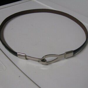 Black Leather Belt with Silver accents